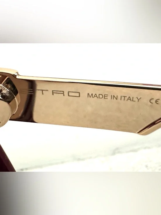 ETRO NEW Pegasus Oversized Sunglasses Burgundy Gold Italy + Box & Cloth - Picture 6 of 9